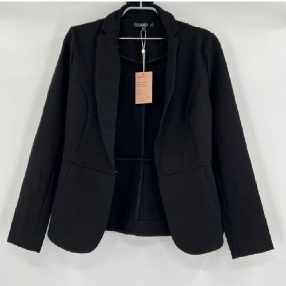 Quince Women's Black Ultra-Stretch Ponte Blazer sz XS NWT Career Business